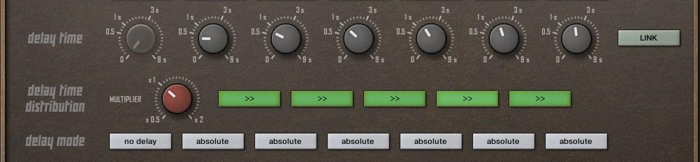 OSCILLATORS Delayed release trigger Release triggered note can be delayed. Delay function can be used to sequence two or more sounds in release stage or to create a delay effect.