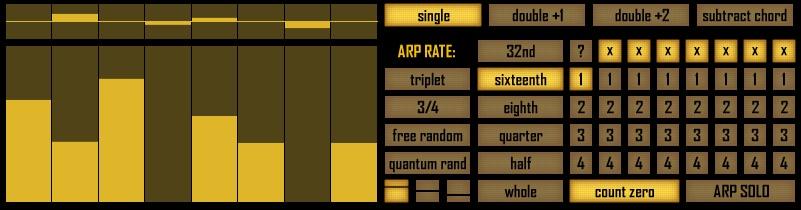 size knob. You can also apply a random velocity to every note in arp pattern, using random velocity knob, which works bipolar.