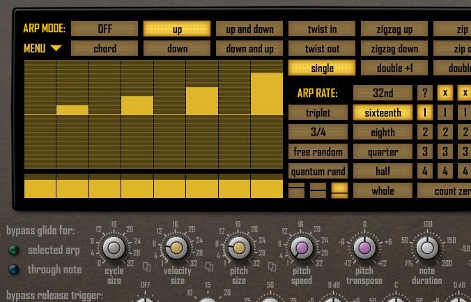 MULTI-ARP Velocity of following steps can also depend on velocity of the corresponding notes in chords which triggered the arp pattern. Look at velocity balance slider in presets tab.