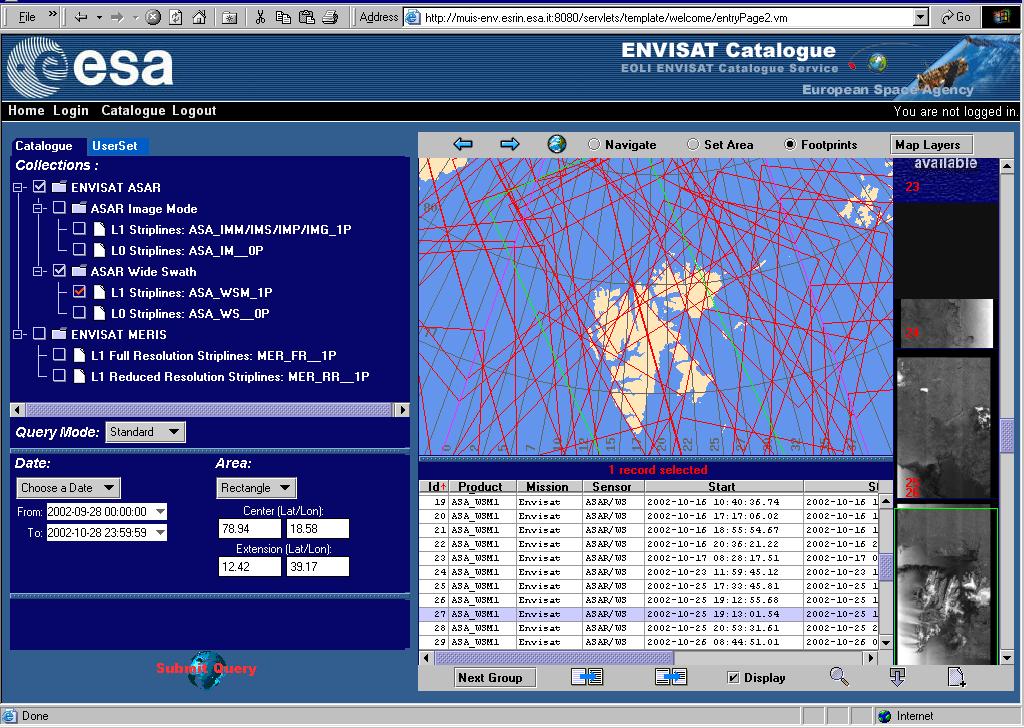 EOLI: Earthnet OnLine Interactive catalogue http://eoli.esa.