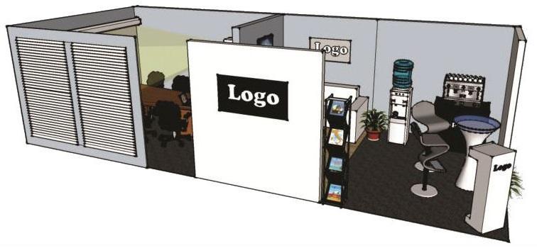 EXHIBITION BOOTH Pictures are for illustration purposes only (other combinations of above modules are possible) ( in ( in Boardroom Turnkey Boardroom Turnkey Booth 3m x 6m with wooden structure