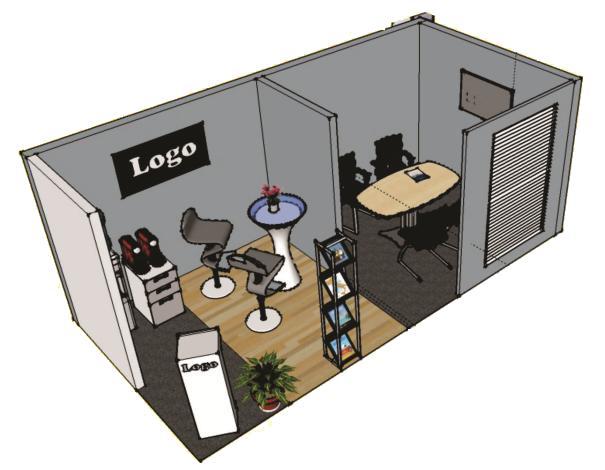 EXHIBITION BOOTH Pictures are for illustration purposes only (other combinations of above modules are possible) ( in ( in Conference Turnkey Conference Turnkey Booth 3m x 6m with