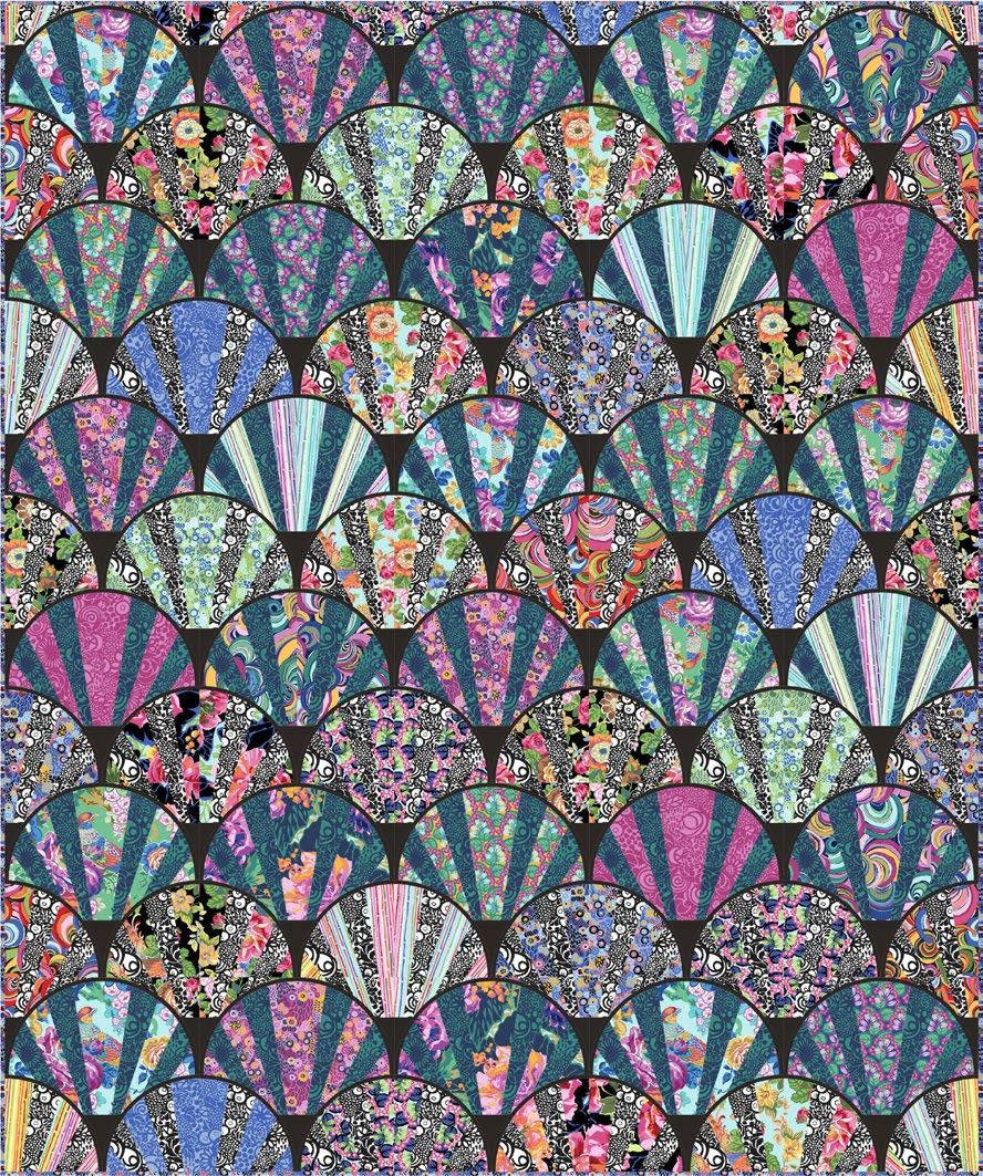 Featuring Roaring wenties by Snow Leopard Designs Beautiful foundation pieced clamshells create a quilt with beautiful curved lines, reminiscent of 920 s styling.