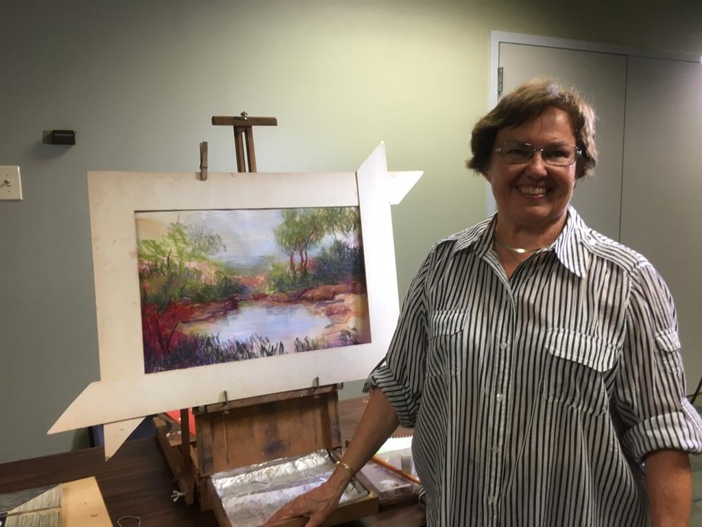 MAY DEMONSTRATION Janice Hamilton Pastel Landscape Janice began her demo by explaining some of the pastels she uses in her work.