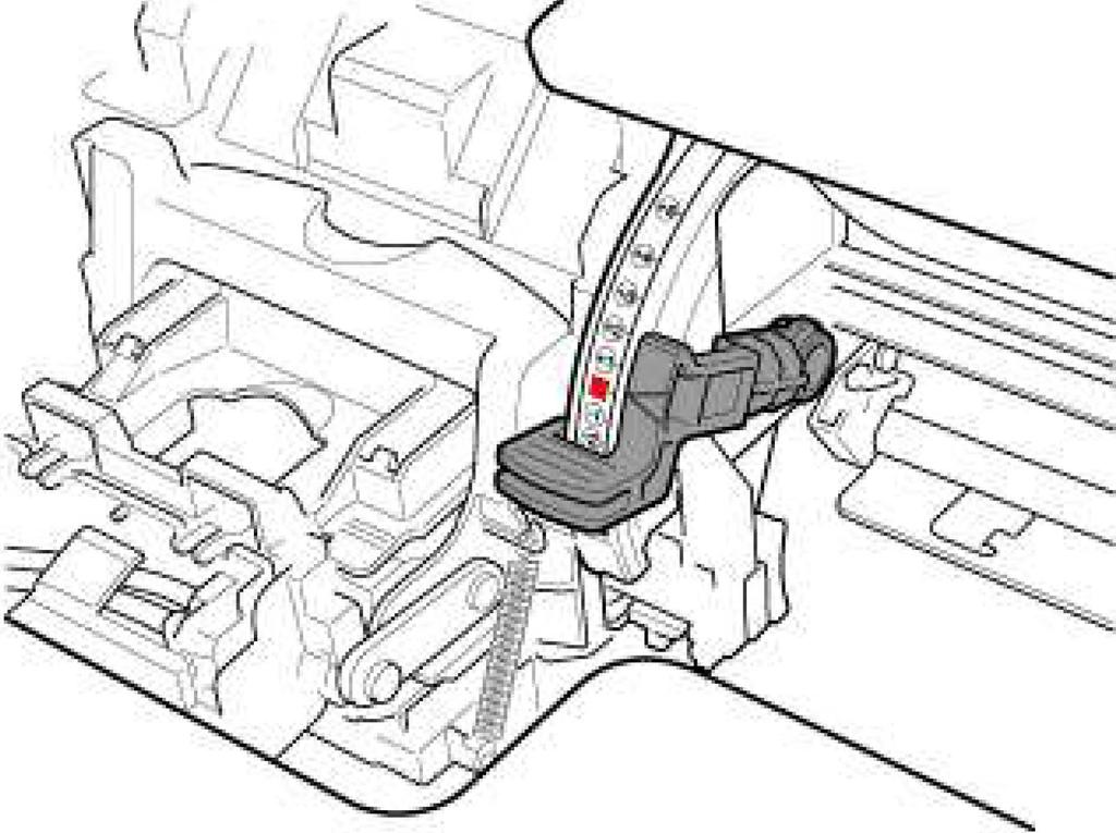 13. While holding center part (C) of print head lock lever, lower it toward back.