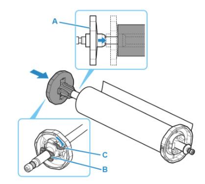 3. Insert holder stopper from left into roll holder as shown, and then while holding in