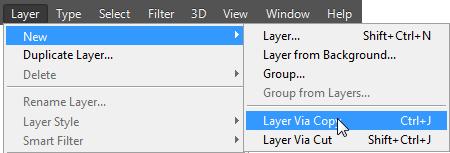 2) Select the upper rectangle in the image using any method learned previously. 3) From the menu select New and then Layer via Copy [Ctrl] [J].