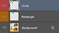 5) Move the circle to the right. Since we created the circle layer by cutting, the area left behind by the circle will be filled with whatever your background colour is.