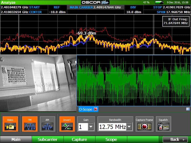 AUDIO DEMODULATORS 1 DISPLAYS 24 GHz OF LIVE TRACE DATA PER SECOND at 12.2 khz resolution.