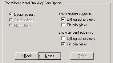 From the next dialogue box, which appears determines whether or not hidden detail or tangent edges are displayed.