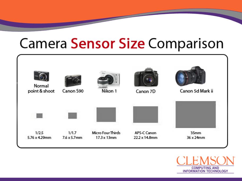 This offers a good comparison of typical sensor sizes for various cameras on the