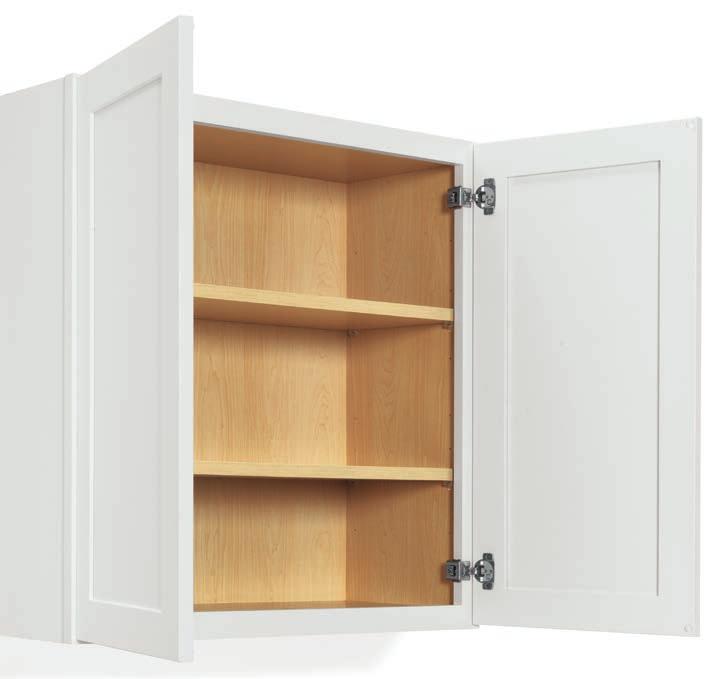 STANDARD FULL ACCESS CONSTRUCTION Cabinet Box 5/8 Thick furniture board Cabinet Exterior Sides: matching laminate Wall cabinet top/bottom: Natural Maple laminate Back: unfinished Cabinet Interior