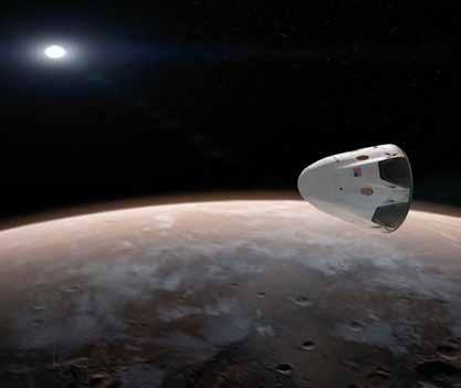HOW WILL YOU GET THERE? The spaceship that will take people to Mars doesn t exist yet. But a company named SpaceX has made a ship called the Dragon (above).