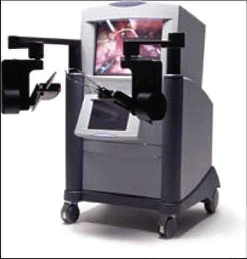 Application of Medical Robotics(4) Telesurgery Surgeon sits at a console Has controls to move the robotic arms Does not operate on the patient directly