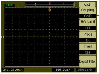Oscilloscope (24) Vertical controls: menu in the softkeys DSO3202A Channel Coupling Control Bandwidth