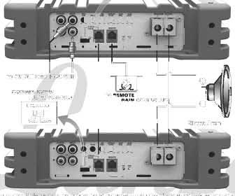 SYSTEM WIRING BRIDGING"'IWO AMPUFIER OPTI2001D/2601D/3201D/4001D -- (BRIDGED SWITCH : MASTER POSITION) -- I!If!I '---===--'.,.",.