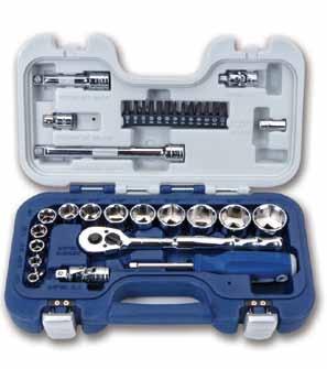 Sockets & Drive Tools 3/8" Drive 34 Piece 3/8" Drive Basic Tool Set 6 Point Rugged-Case-System Tool Set, SAE, with 1/4" Hex Screwdriver Bits 50603 34 Piece Basic Tool Set, SAE 1/4" Drive Tools: 3/8"