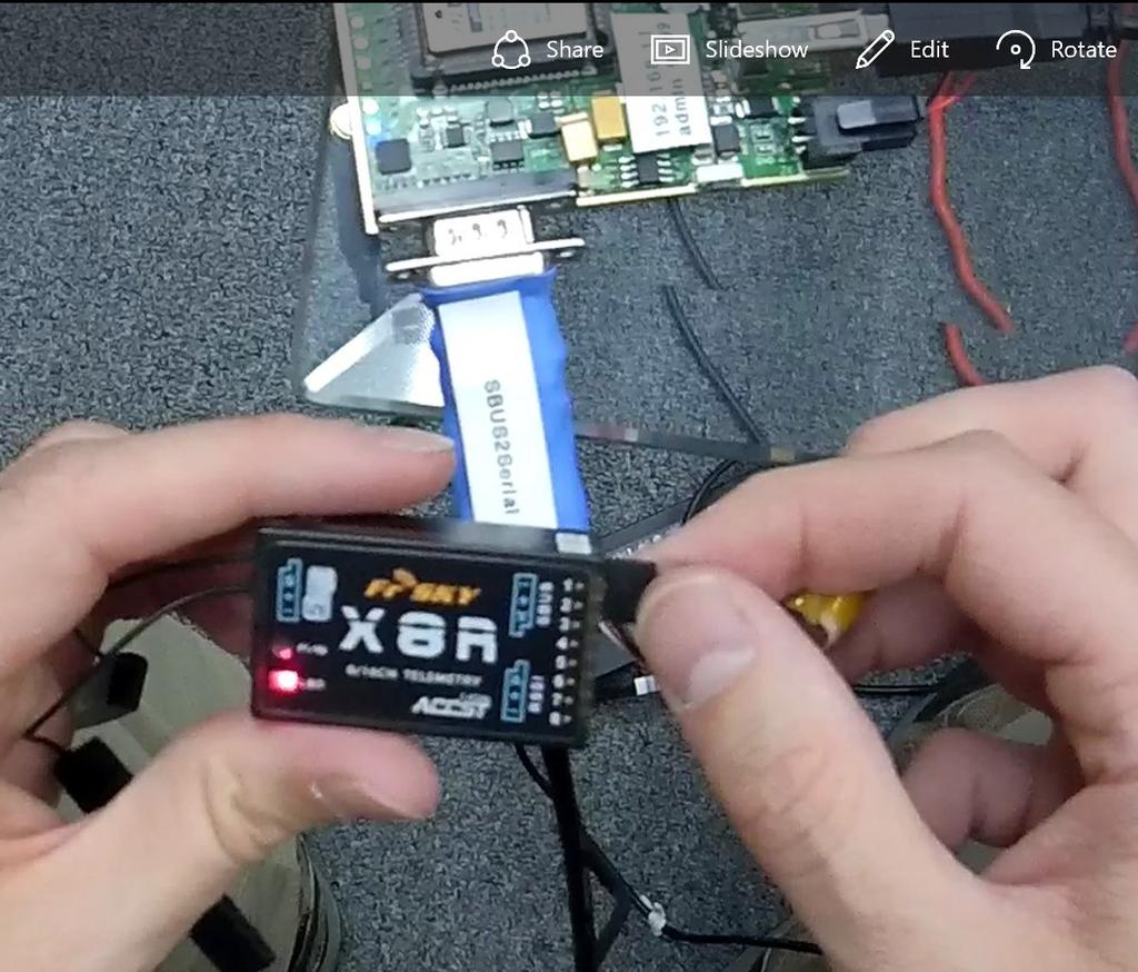 taken from Microhard motherboard) Figure 3: Attaching FrSky X8R Receiver