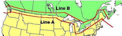 Line A Canada uses 420-430 MHz for radio location US users are secondary, and