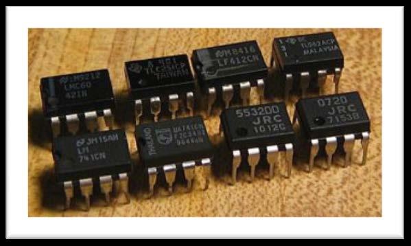 OP Amps OP Amps are often the second stage of amplification They are complex integrated circuits which can be understood as a single element: Golden rule I : The output