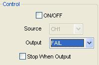 Source: Select the Pass/Fail channel Output: Select the Pass/Fail output condition.
