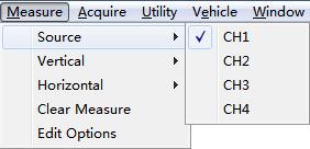 The Horizontal cursor measure result display on status bar 3.7.2 Measure Menu Click Measure in main menu.