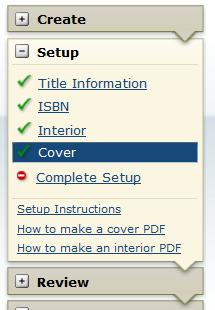Step 4 Submit Files for Review Once you ve submitted your book cover, now click on Complete Setup. Then click on Submit Files for Review.
