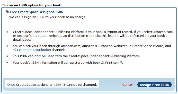 You now need to select an ISBN number for your book.