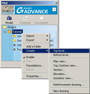 Use the AutoCAD View toolbar for a front view of the elevator wals. Figure 168: Front view of the model Step 6: Create the Ground Level 1.