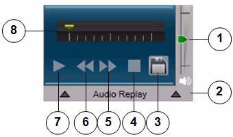 Figure 3-10 Audio Replay Controls 1 Volume control slider Controls the volume of audio that the resource plays. Move the slider up to increase the volume and move it down to decrease the volume.