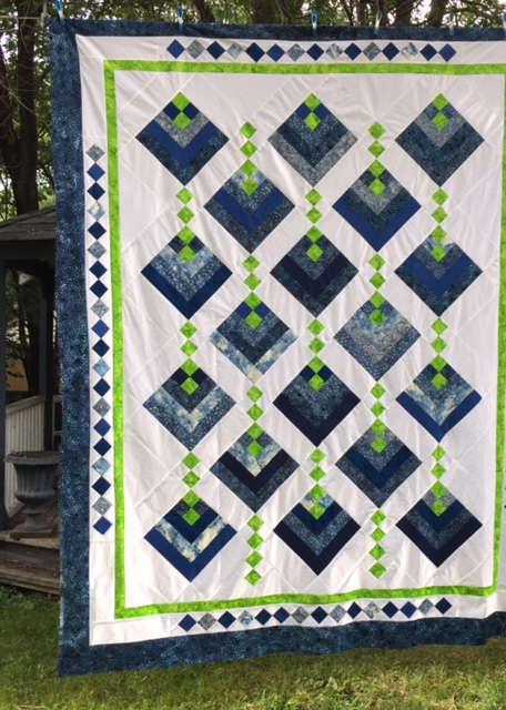Camden Bag Hanging Gardens 78 x 78 This simple quilt comes in three sizes. 2 1/ /2" strips makes this quilt easy to assemble. Add background and borders. Throw size 78" x78".