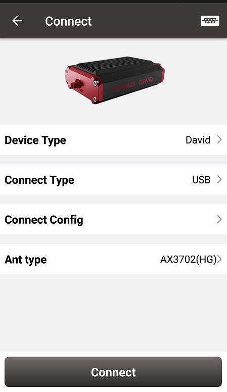 Table 17 Detailed steps 1. Connect the David s COMM2 port to the USB port of the Android phone with cables. 2. Connect the antenna to David with the RF cable (optional). 3.