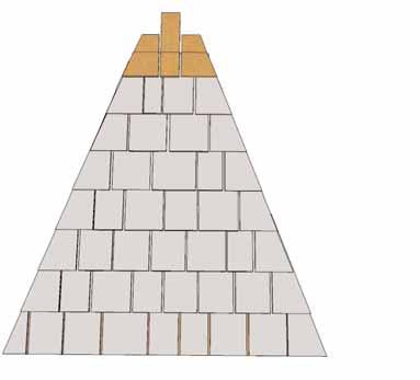 99. Continue laying down shingle layers re-positioning Spacer on each row. Follow Steps 93-96 to position and secure shingles. 100.