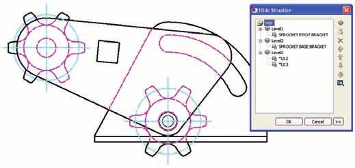 AutoCAD Mechanical provides options beyond those in basic AutoCAD software for drawing creation, including more than 30 options for creating rectangles, arcs, and lines; specialty lines for breakout