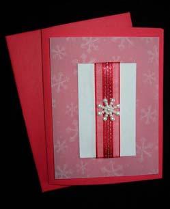 Ann s Christmas Tree Cards Ribbon trees are created from strips of metallic ribbon glued on cardstock triangles.