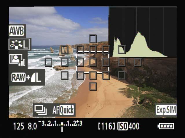 In Live View, the histogram is updated automatically every time you adjust the exposure.
