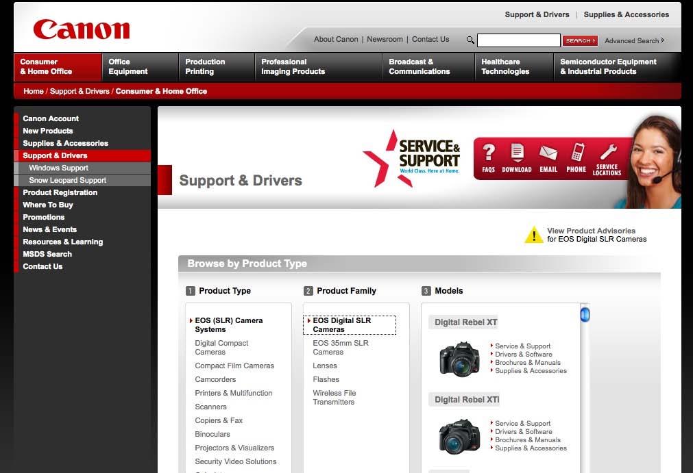 Firmware Updates, Software Updates & Product Manuals: Canon USA encourages EOS customers to download and install the latest firmware updates, software updates and product manuals for their equipment,