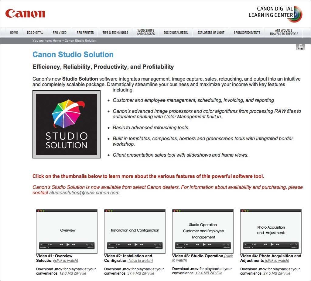 Canon Studio Solutions Software Tutorial http://www.usa.canon.com/dlc/controller?