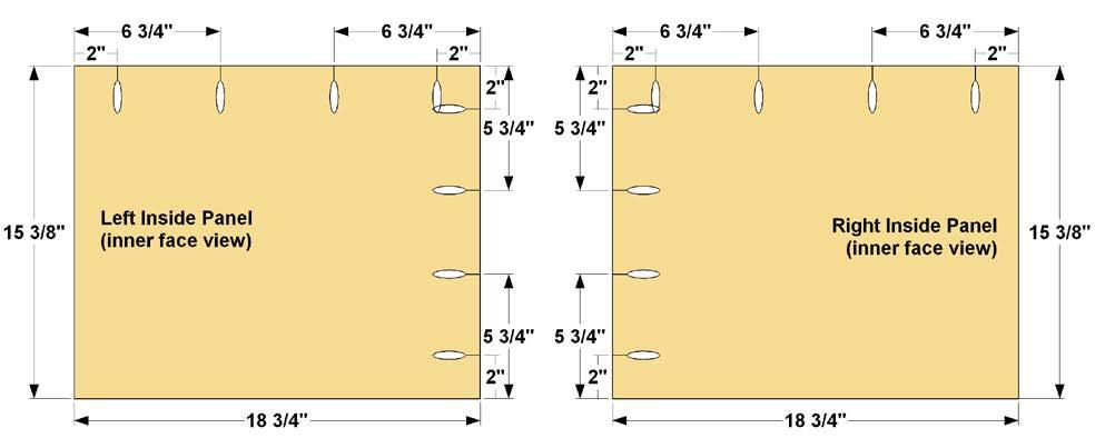 Step 13: Cut one Left Inside Panel and one Right Inside Panel from 3/4" plywood, as shown in the cutting diagram.