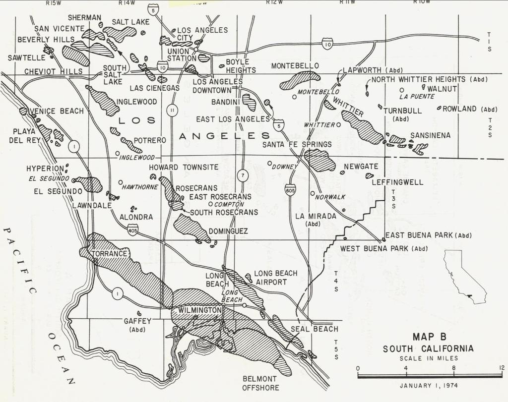 The Long Beach Oil Field Located in the Los Angeles Basin in