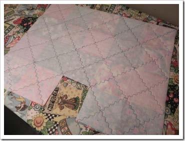 Sew all the squares together into 4 pieces- front, back, 2 sides and bottom.