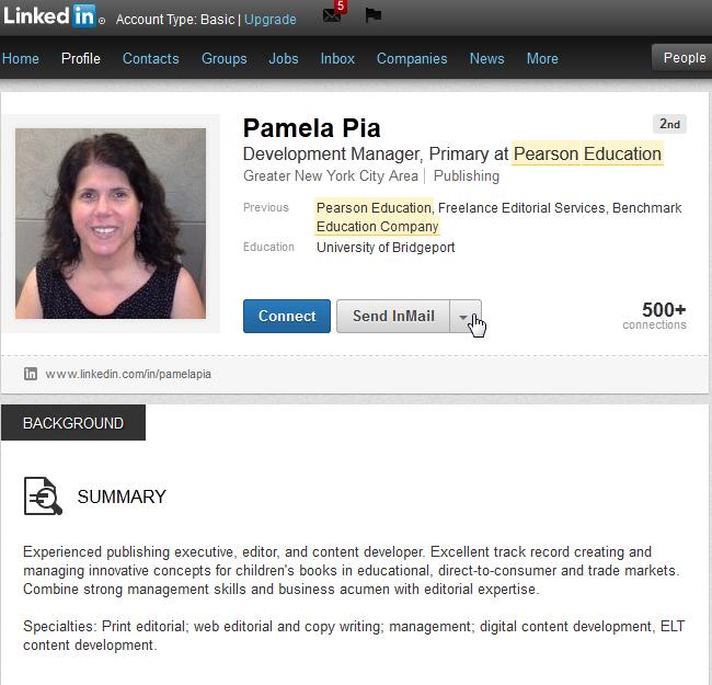 Introductions In our example, let s say you select Pamela as a person you would like to contact.