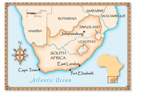 3. An accurate map is a scale drawing of the place it represents. Below is a map of South Africa. a. Use the scale to estimate the distance from Cape Town to Port Elizabeth. b.