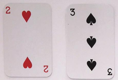 In the event of a tie (ie: each player has the same sum), Face Off is declared. Each player deals out three more cards face down and then turns over two more cards. These two cards are added together.