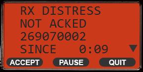 RECEIVING A DSC DISTRESS ALERT 1. When a DSC Distress Alert is received, an emergency alarm sounds. 2.
