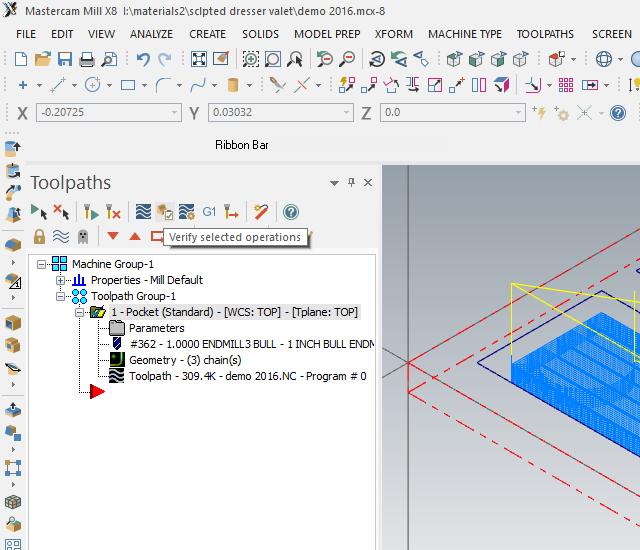 To Verify your toolpath, go to an isometric view, zoom in/out, and