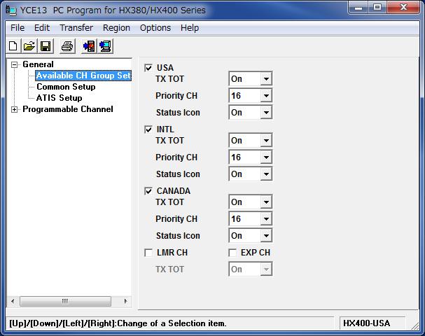 General Selection Double click the left mouse button on the General selection in the left window of the screen to display its sub-folders ( Available CH Group Setup, Common Setup and ATIS Setup ),