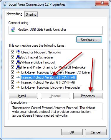 (TCP/IPv4) and click Properties Select Use the