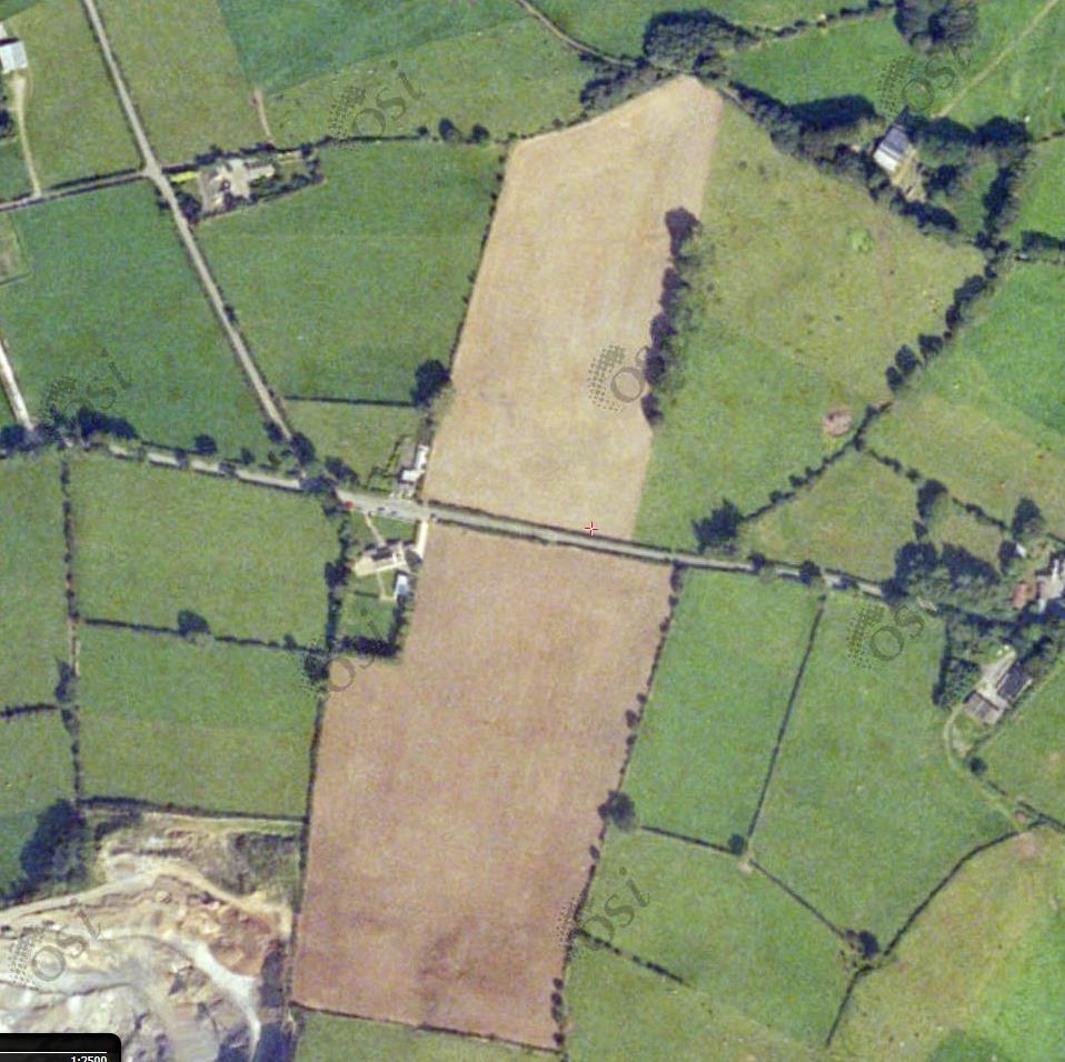 This is a satellite image of the same portion of the townland of Fantane North, Glenkeen civil parish, Co. Tipperary, shown in the maps on the two previous pages.