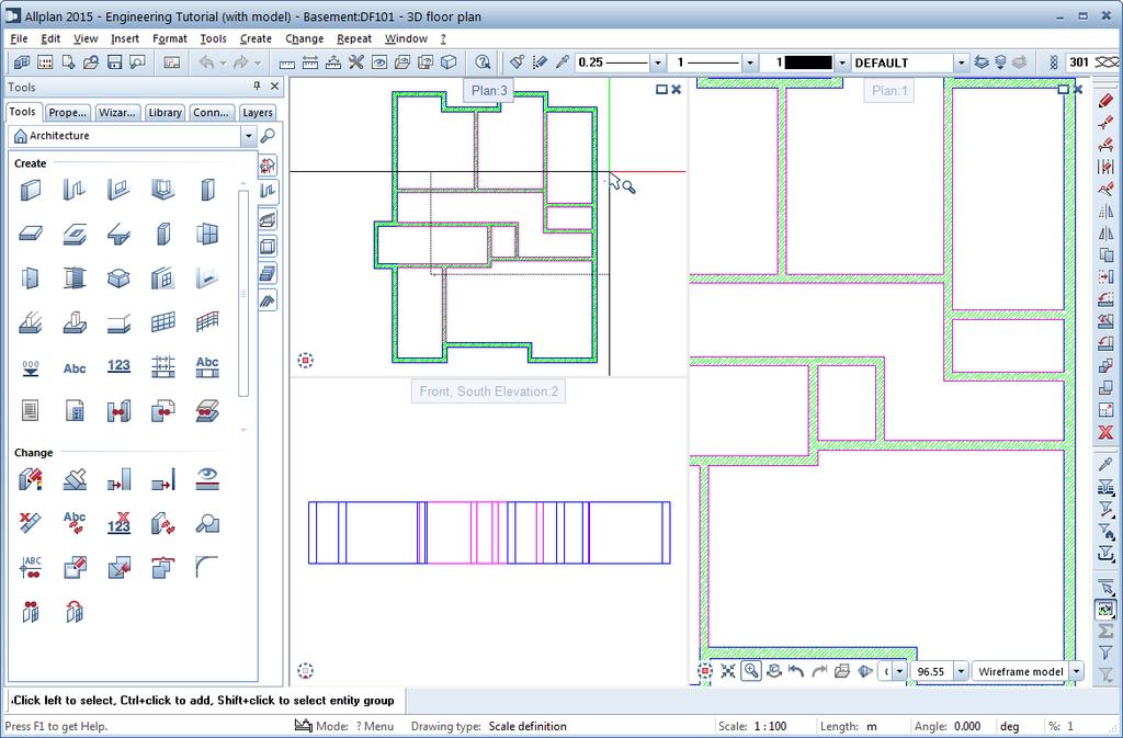 Engineering Tutorial Unit 2: Floor Plan and General Arrangement Drawing 47 To create a hidden line image 1 Click 3 Viewports.